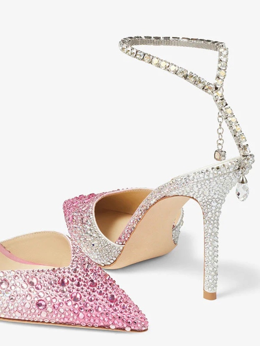 Jimmy Choo Saeda Pumps Pink Rhinestones - Picture 6 of 7